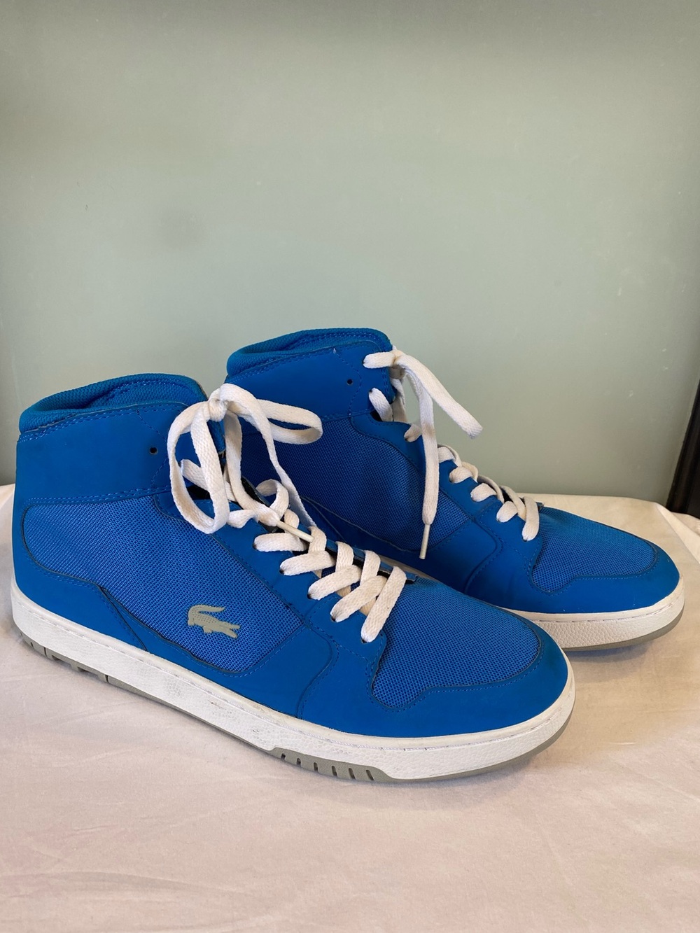 Lacoste Mens Defuse Blue High Top Canvas Sneaker 11 Retro Sport Streetwear